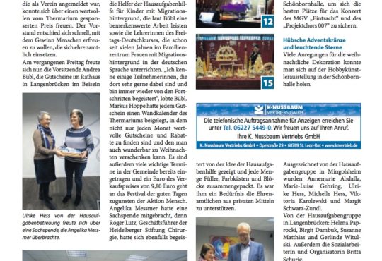 Grüne würdigen Ehrenamt Artikel in der Bad Schönborner Woche Nr. 48 S.3