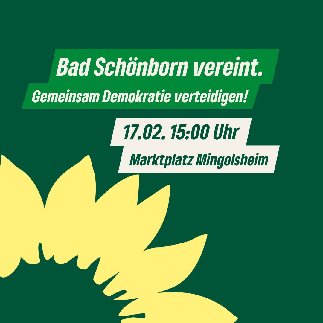 Bad Schönborn vereint. Gemeinsam Demokratie verteidigen! Kundgebung am 17.02. 15 Uhr Marktplatz Mingolsheim