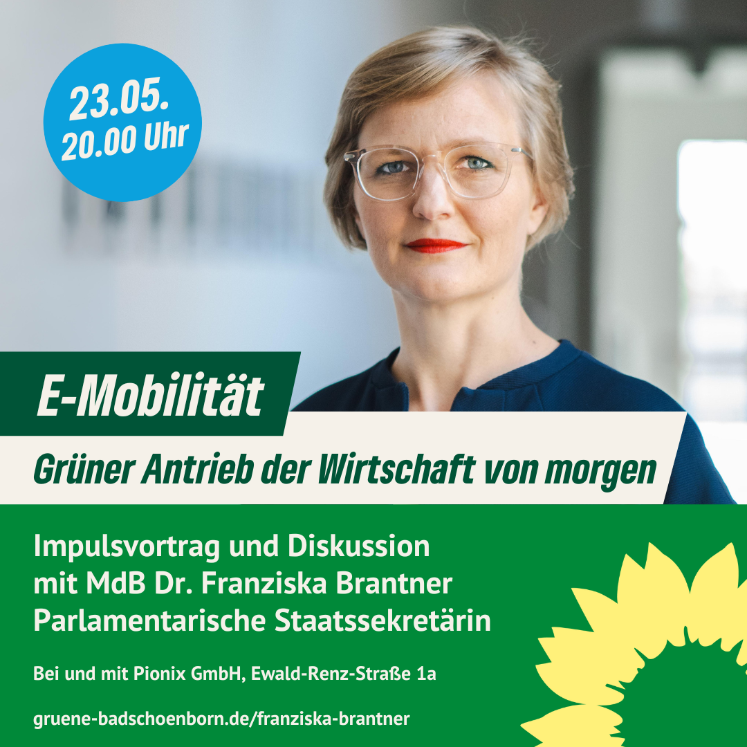 E-Mobilität: Grüner Antrieb der Wirtschaft von morgen - Impulsvortrag mit Dr. Franziska Brantner am 23. Mai 2024
