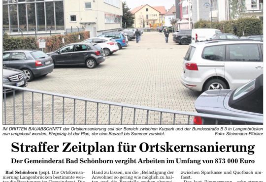 BNN 26.01.2018 S.20 Straffer Zeitplan fÃ¼r Ortskernsanierung