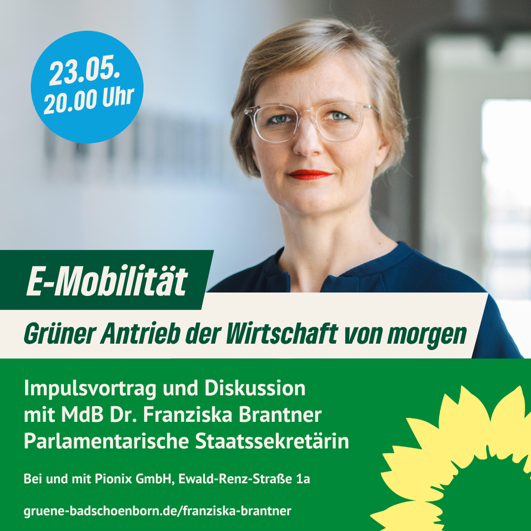E-MobilitÃ¤t: GrÃ¼ner Antrieb der Wirtschaft von morgen - Impulsvortrag mit Dr. Franziska Brantner am 23. Mai 2024